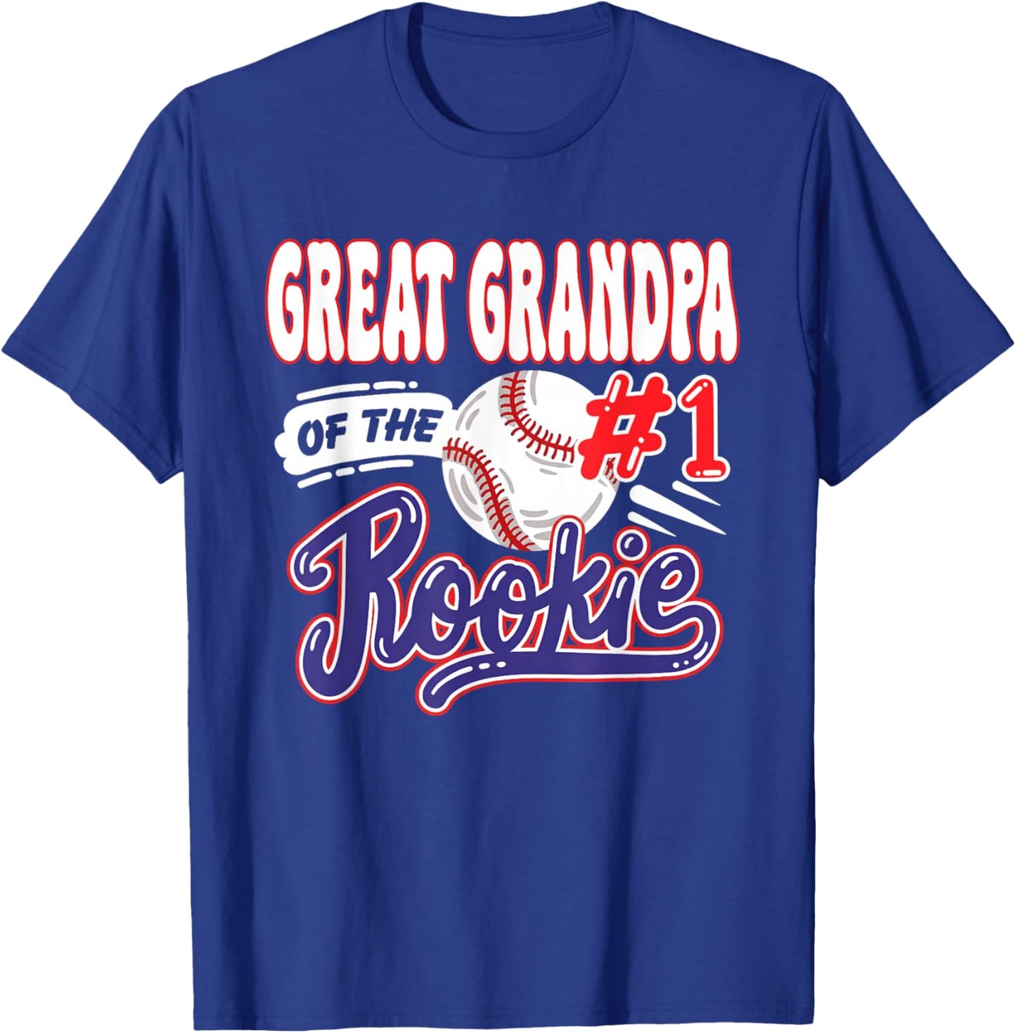 Great Grandpa Rookie of Year 1st Bday Baseball Theme T-Shirt - T-Shirt | Royal