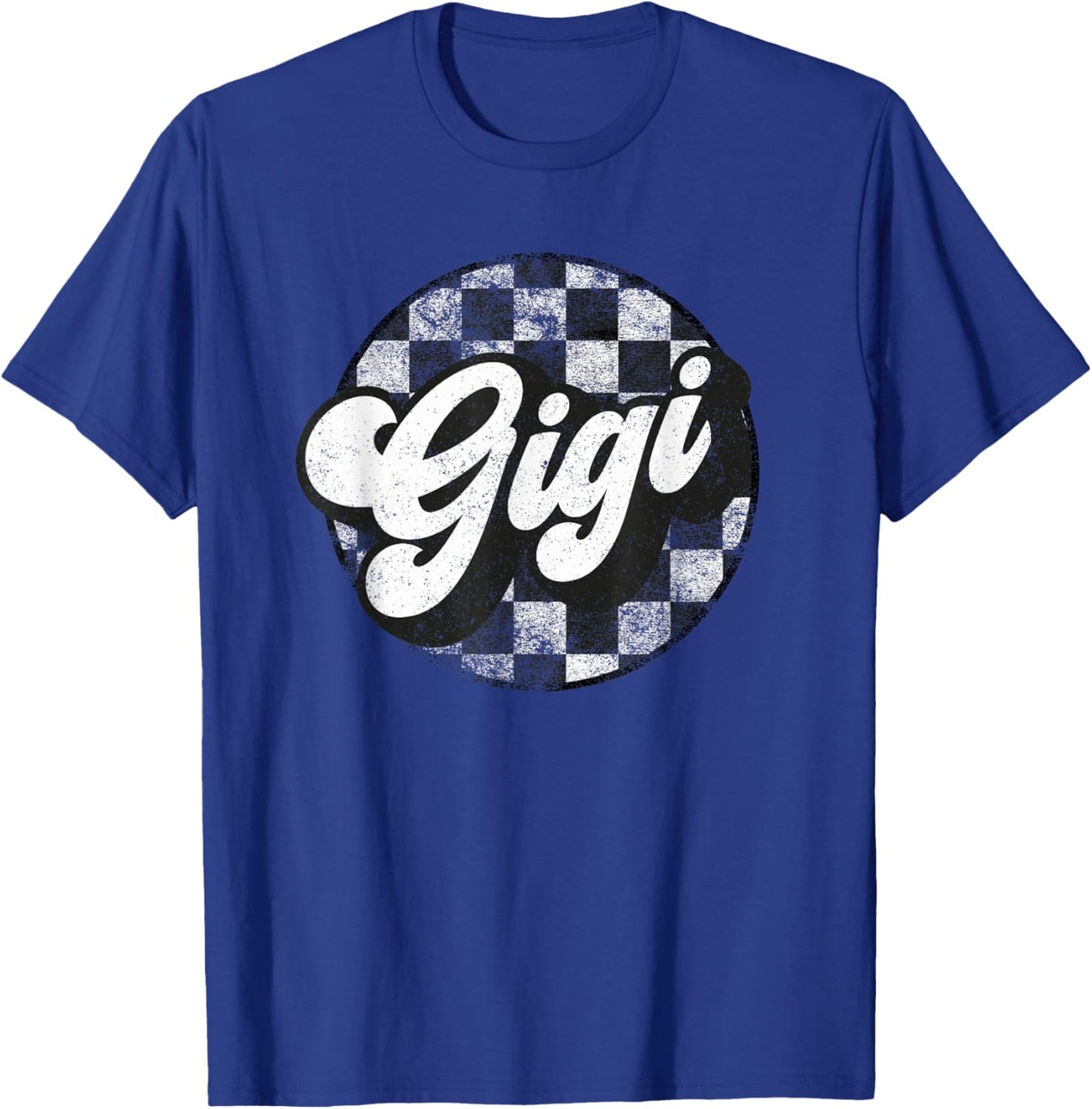Funny Retro Checkered Gigi Race Vintage Matching Family T-Shirt - T-Shirt | Royal