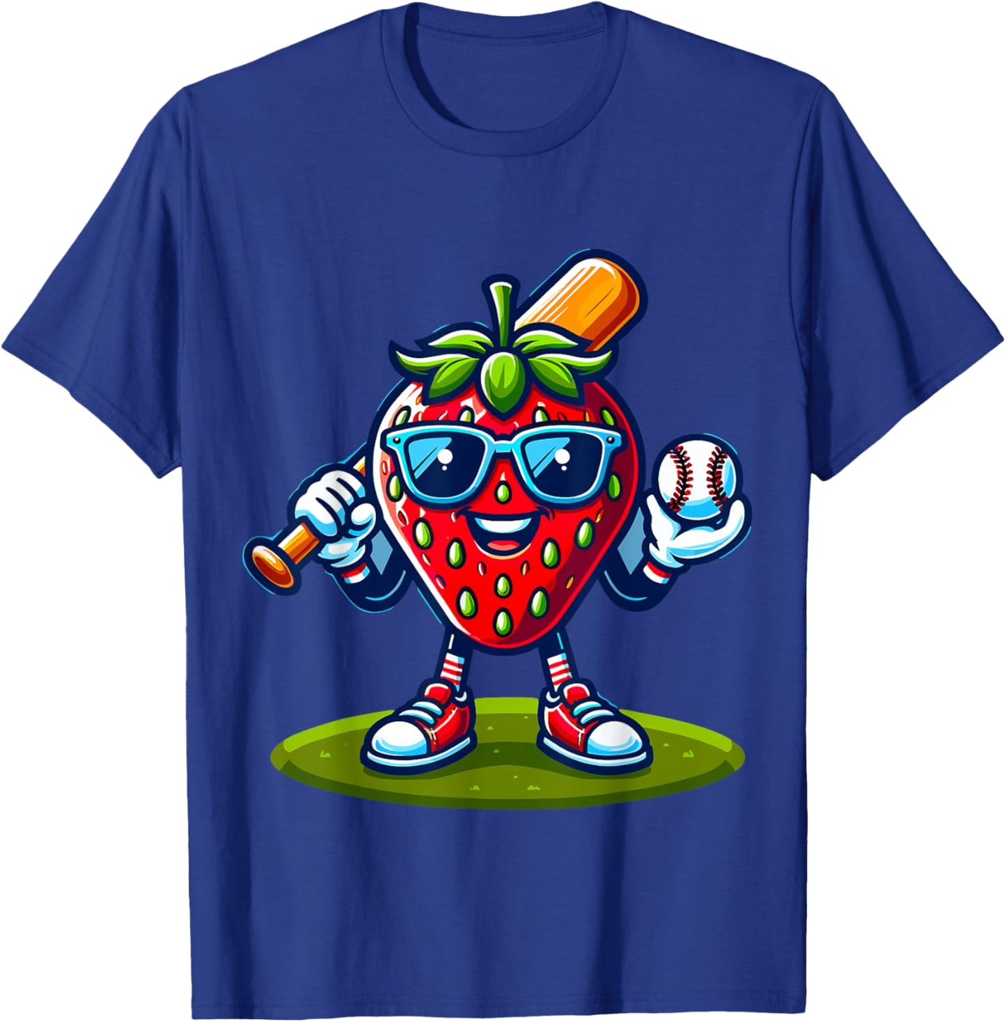 Strawberry Baseball Player T-Shirt - T-Shirt | Royal