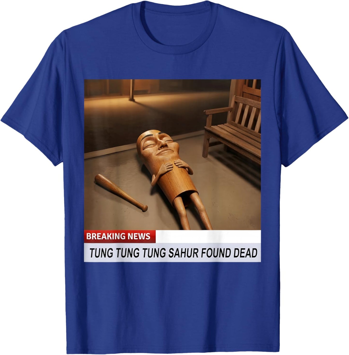 Tung Tung Tung Sahur Found Dead Breaking News Meme T-Shirt - T-Shirt | Royal