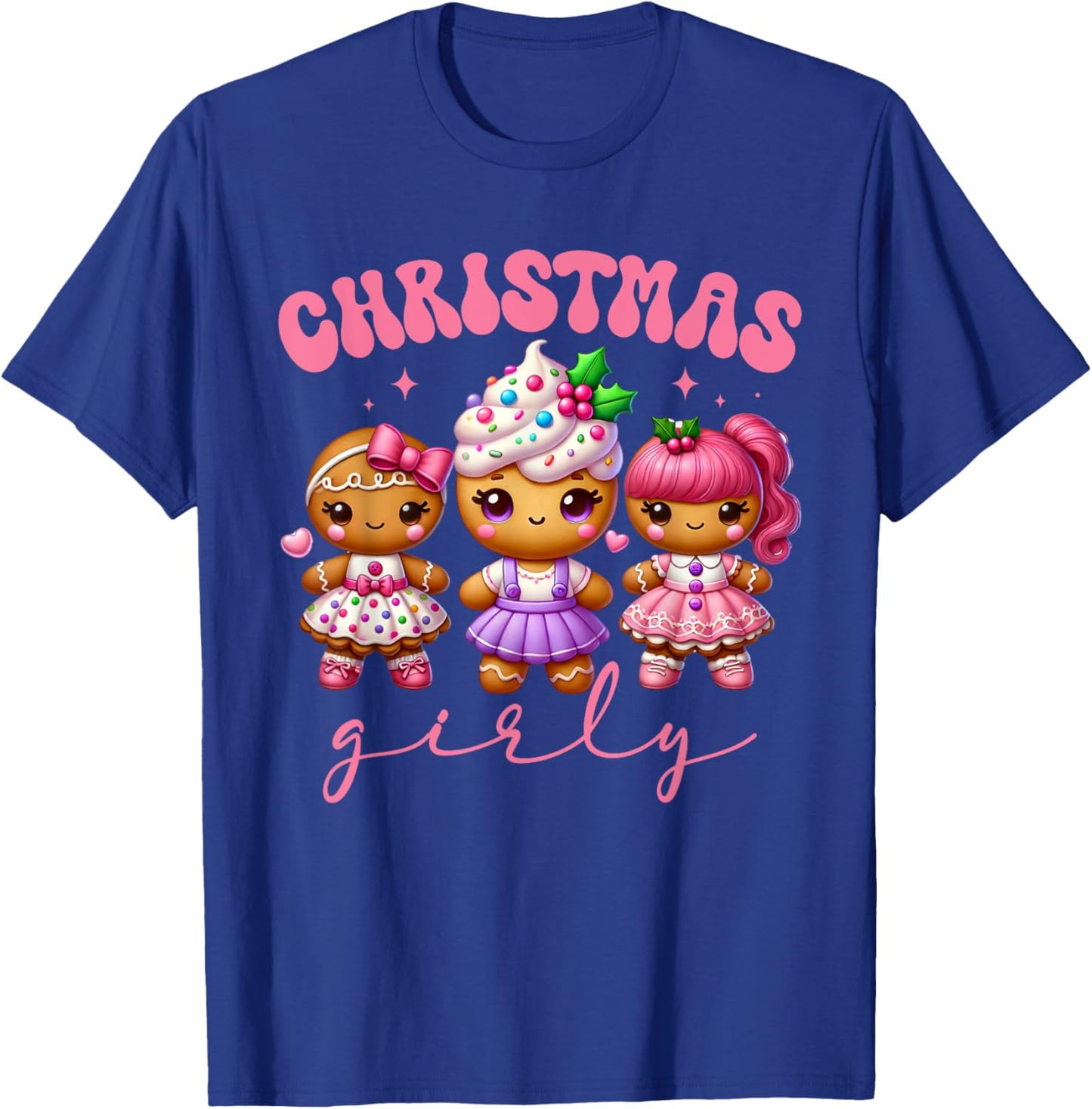 Pink Cute Gingerbread Christmas Girly Pajama Outfits T-Shirt - T-Shirt | Royal