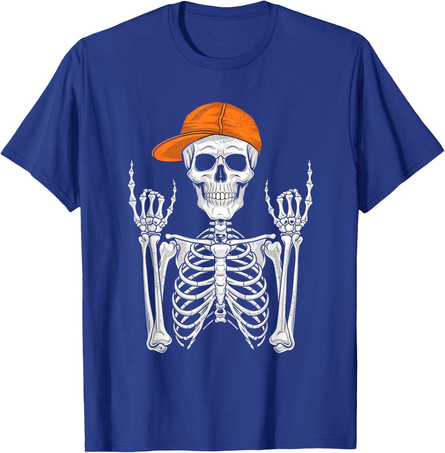Rocker Skeleton Cap Skater Cool Halloween Punk Rock Men Boys T-Shirt - T-Shirt | Royal