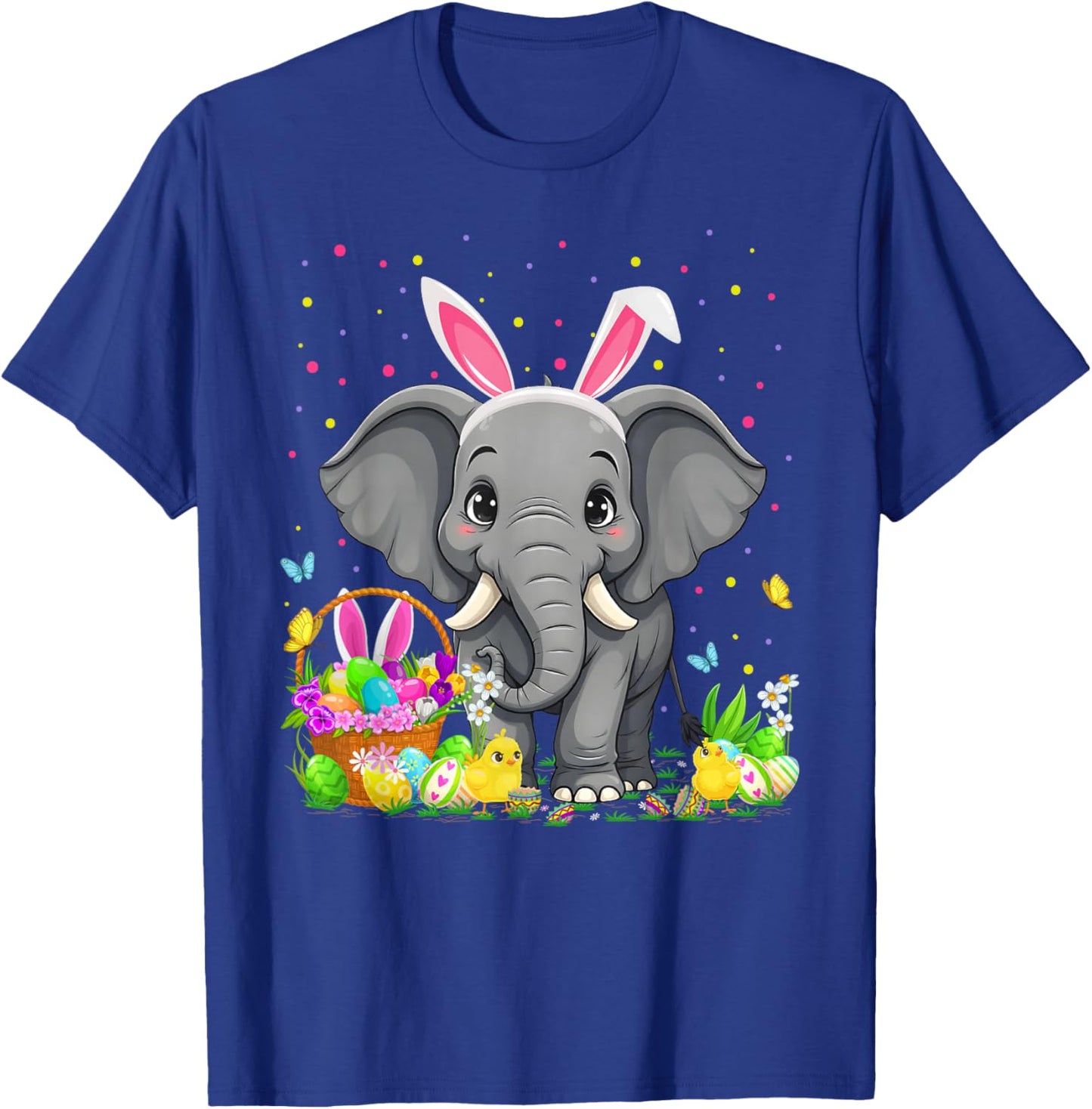 Elephant Easter Egg Hunt Bunny Ear Elephant Happy Easter T-Shirt - T-Shirt | Royal