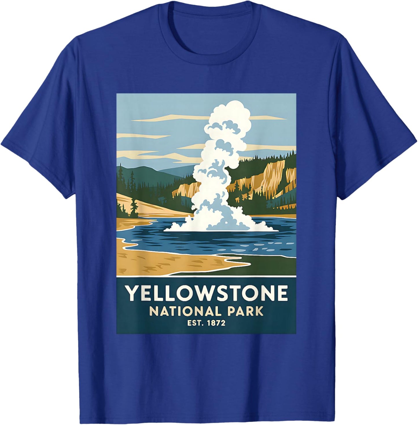 Yellowstone National Park Vintage Camping Hiking Men Women T-Shirt - T-Shirt | Royal