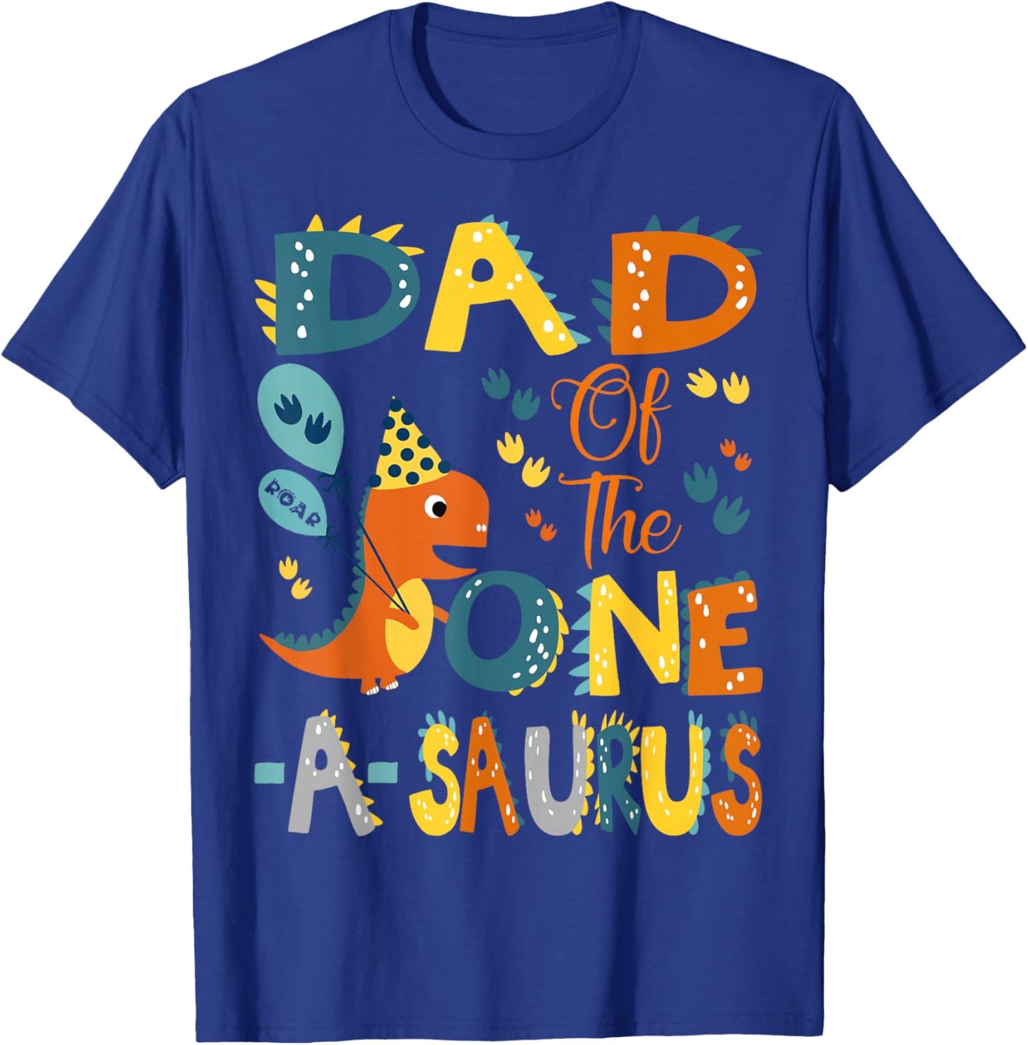 Dad Of The One-A-Saurus 1St Birthday Dinosaur Party T-Shirt - T-Shirt | Royal