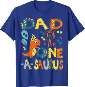Dad Of The One-A-Saurus 1St Birthday Dinosaur Party T-Shirt - T-Shirt | Royal