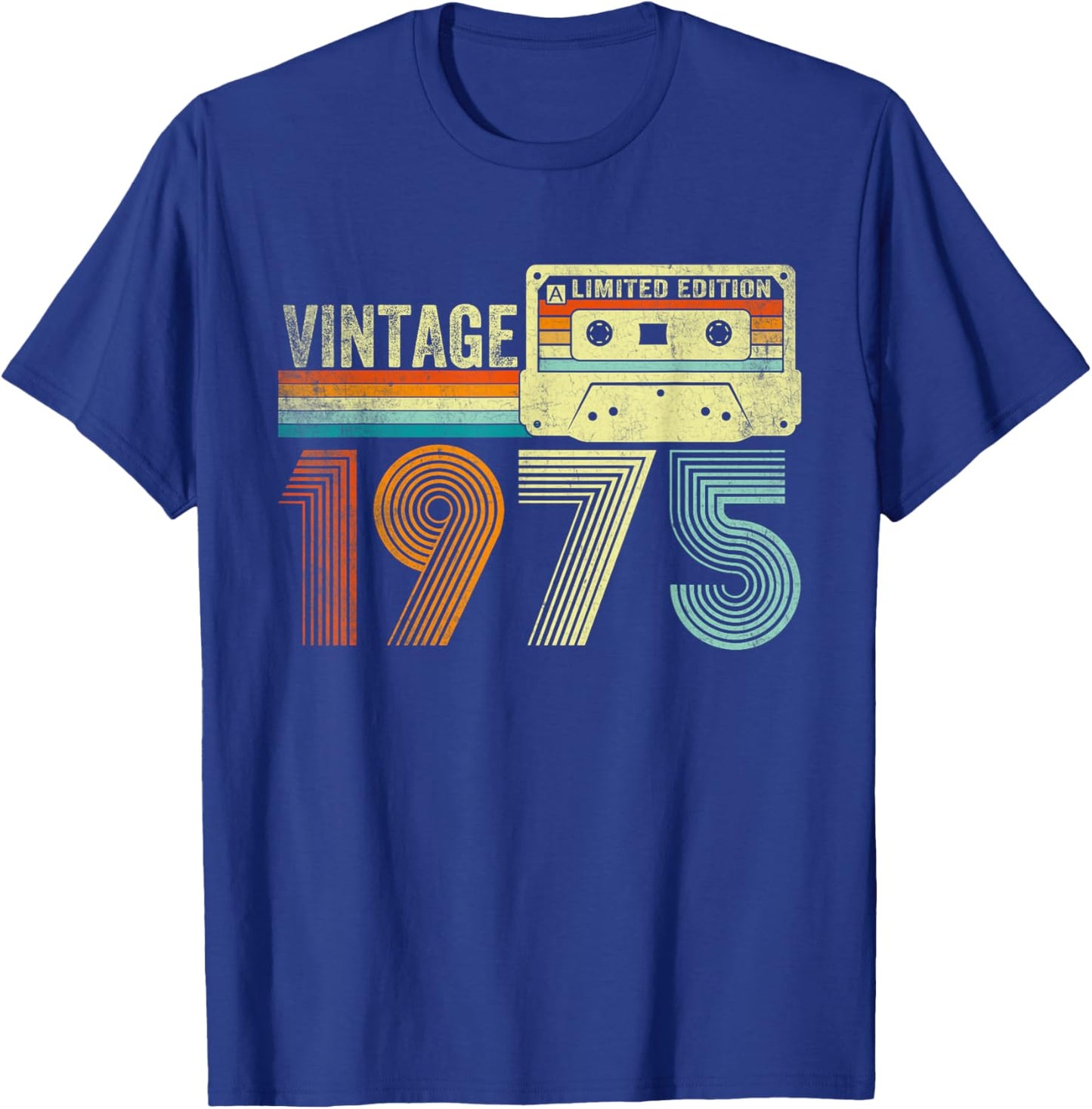 Vintage 1975 Cassette Tape 50th Birthday Gifts 50 Years Old T-Shirt - T-Shirt | Royal