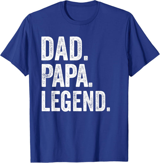 Dad Papa Legend - Vintage Distressed Bold Papa Graphic T-Shirt - T-Shirt | Royal