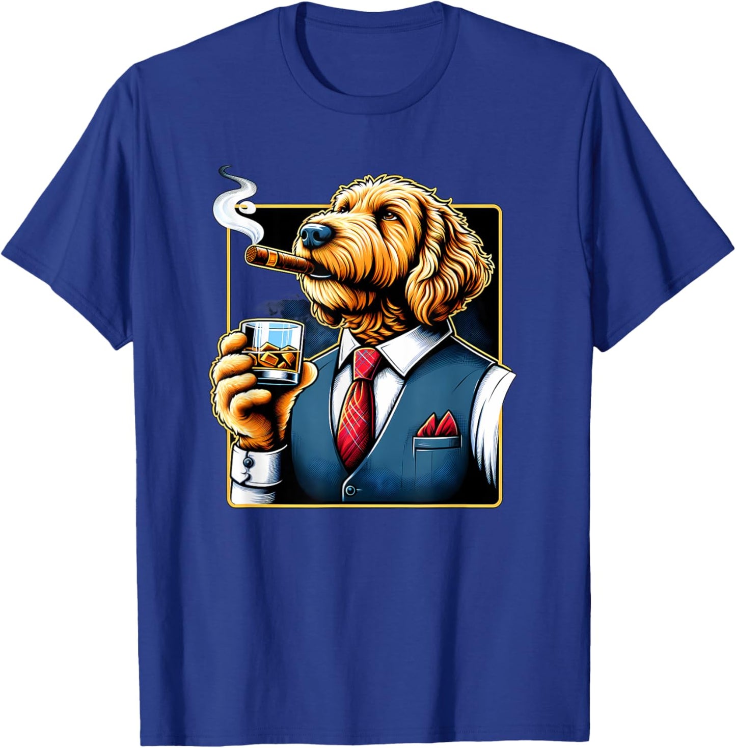 Labradoodle Dog Cigar And Whiskey T-Shirt - T-Shirt | Royal