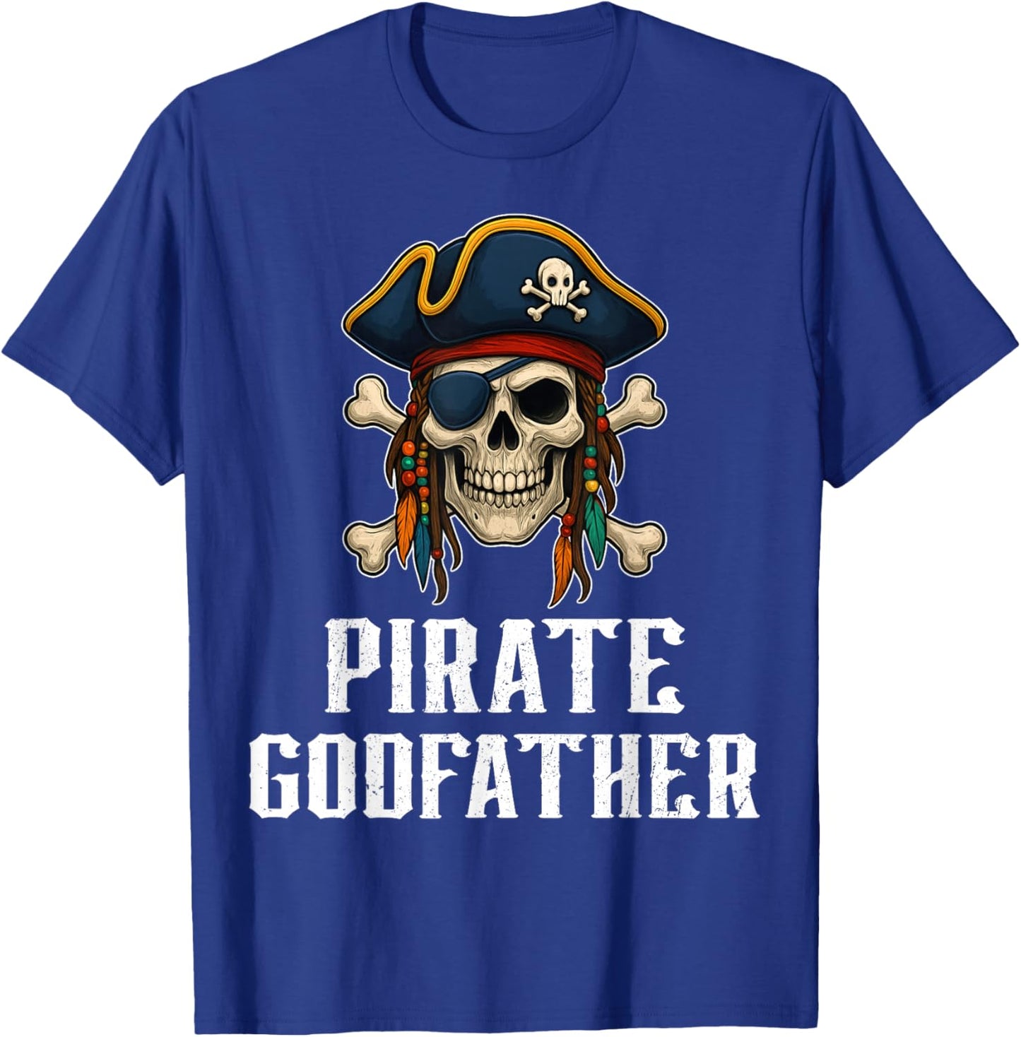 Drapeau drôle crâne Pirate Parrain Jolly Roger Crossbones T-Shirt - T-Shirt | Royal