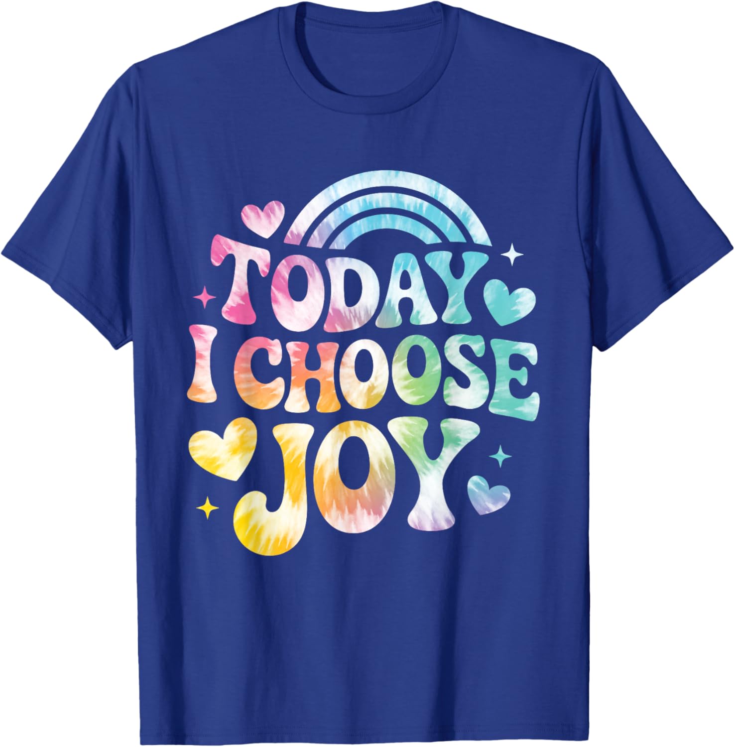Today I Choose Joy Positive Retro Groovy Tie Dye T-Shirt - T-Shirt | Royal