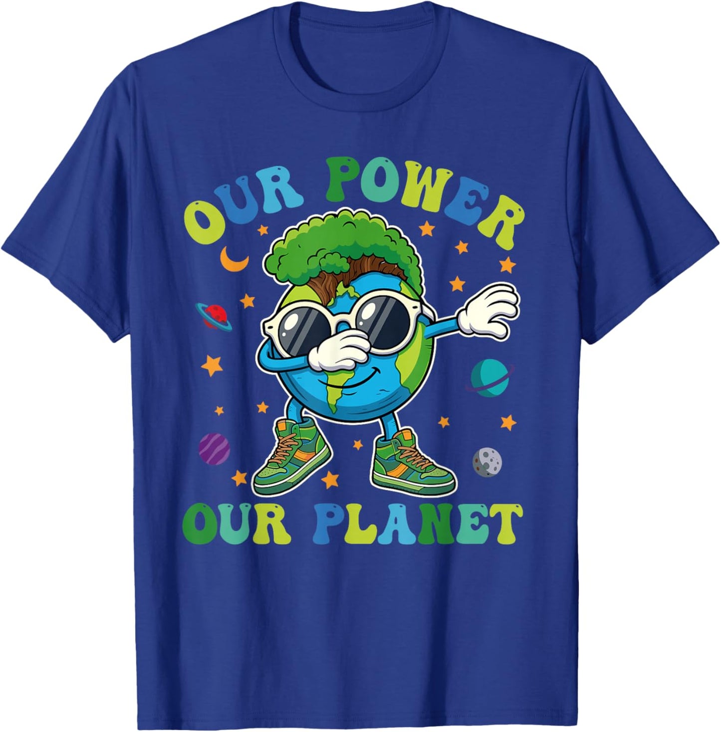Earth Day 2026 Our Power Our Planet Happy Earth Day Men Boys T-Shirt - T-Shirt | Royal