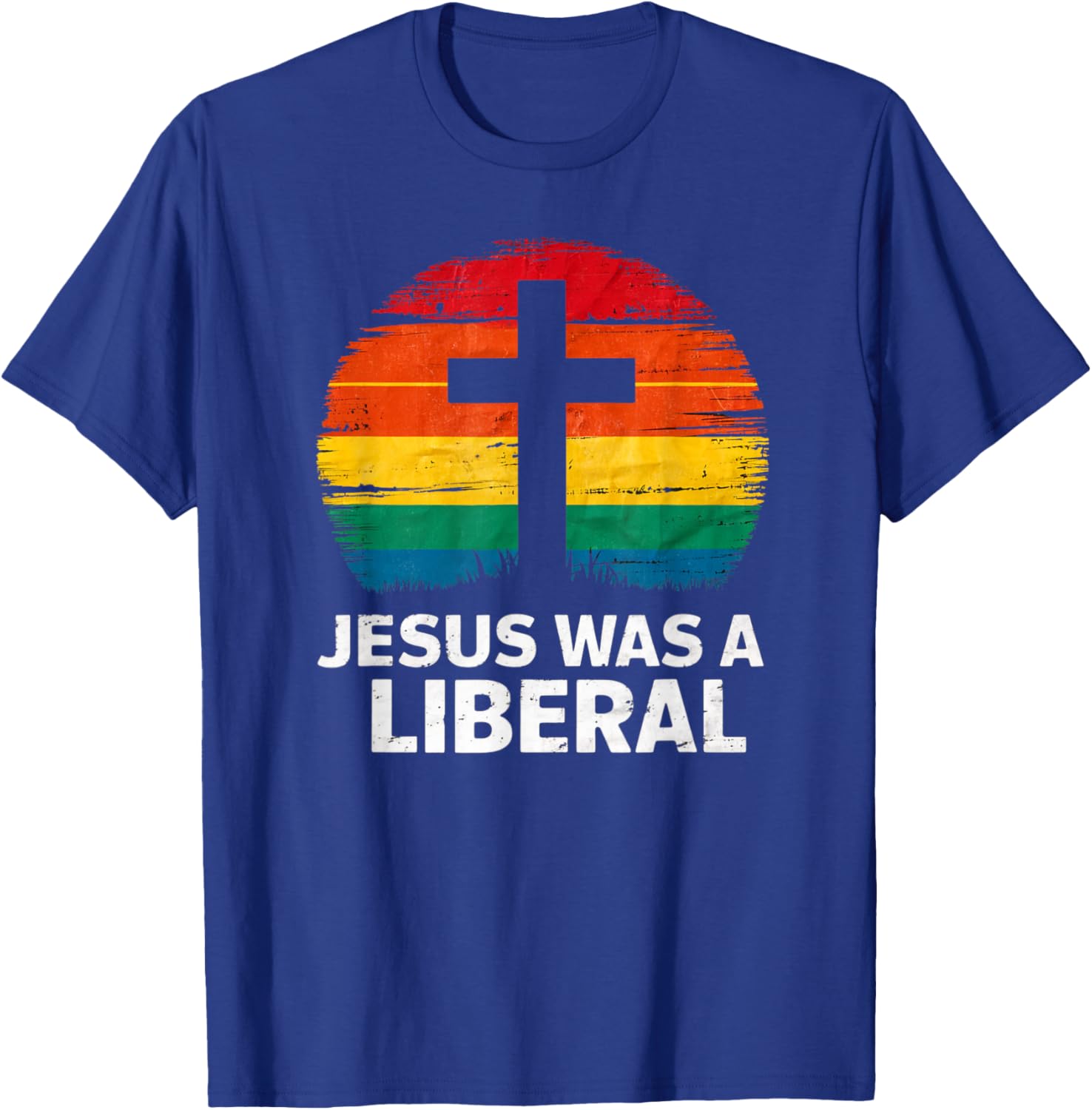 Jesus Was A Liberal Retro Vintage Sunset Progressive T-Shirt - T-Shirt | Royal