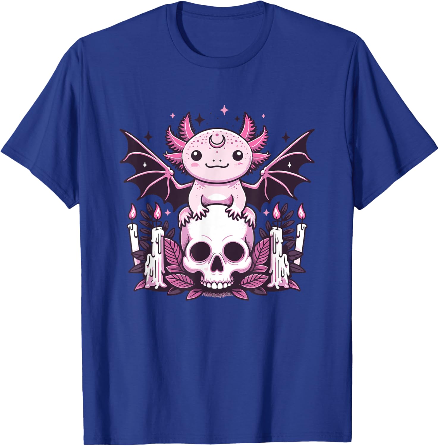 Kawaii Pastel Goth Cute Creepy Axolotl Bat Skeleton T-Shirt - T-Shirt | Royal