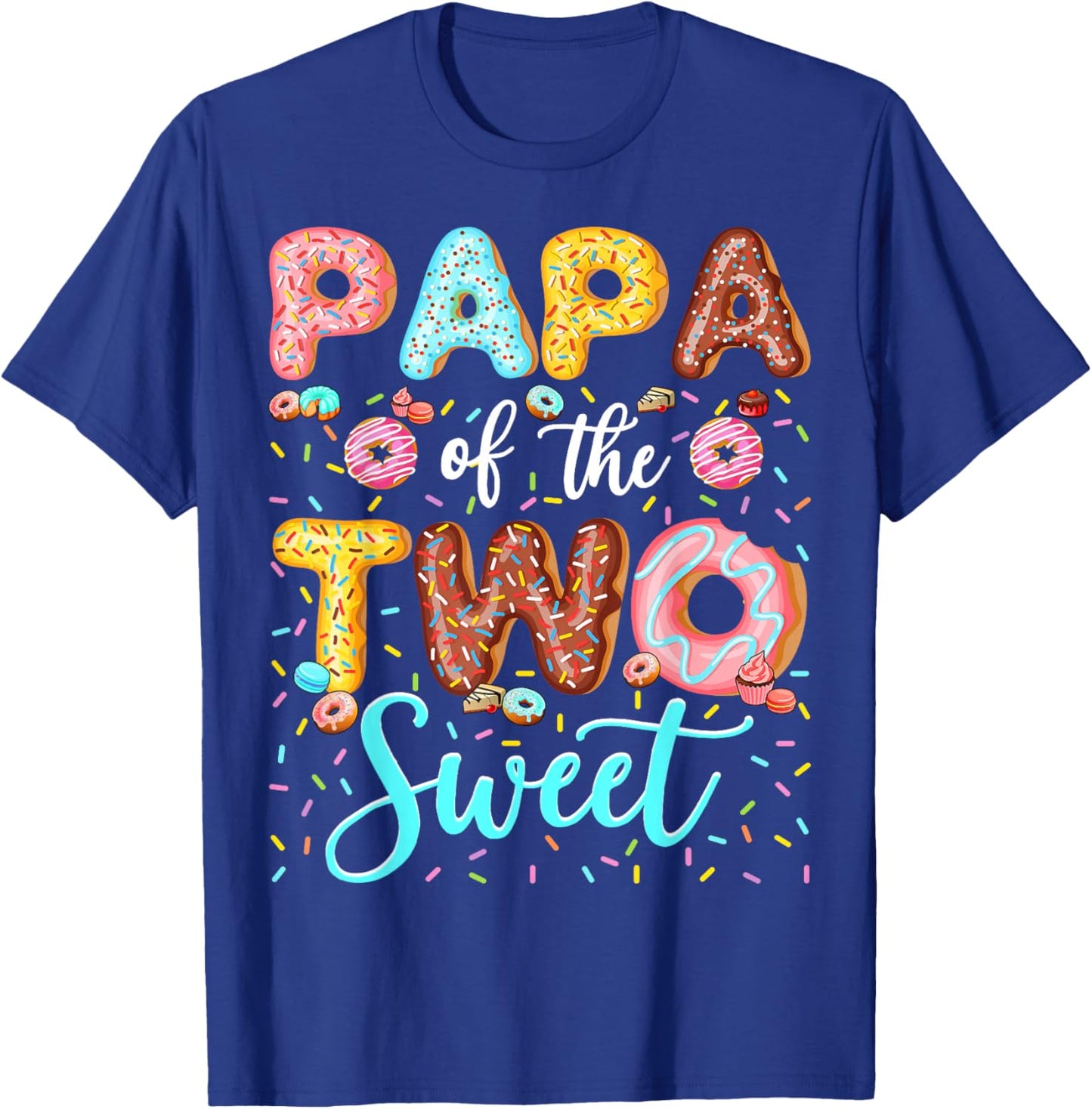 Papa of The Two Sweet 2nd Birthday Boy Donut Lover T-Shirt - T-Shirt | Royal