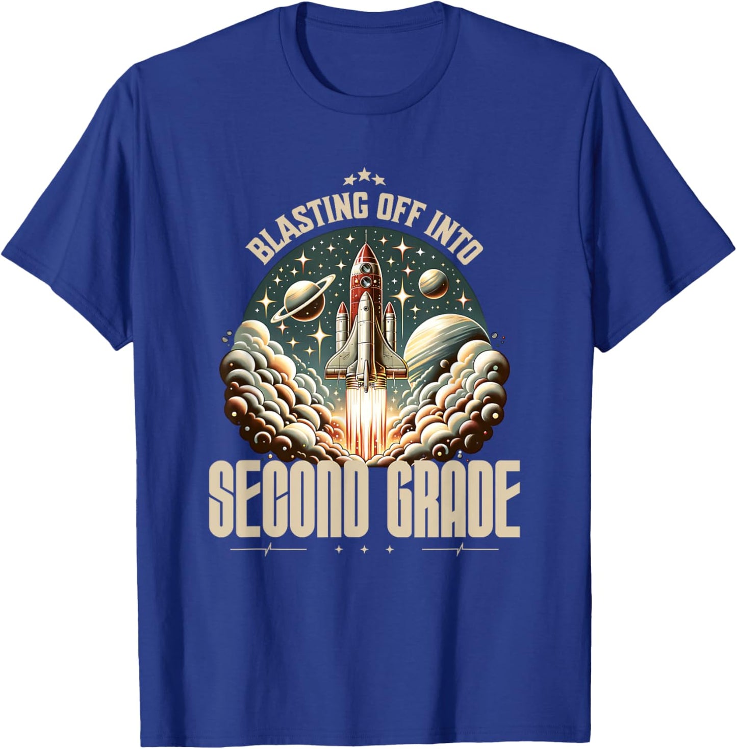 Blasting Off Into Second Grade Space Ship Back To School T-Shirt - T-Shirt | Royal