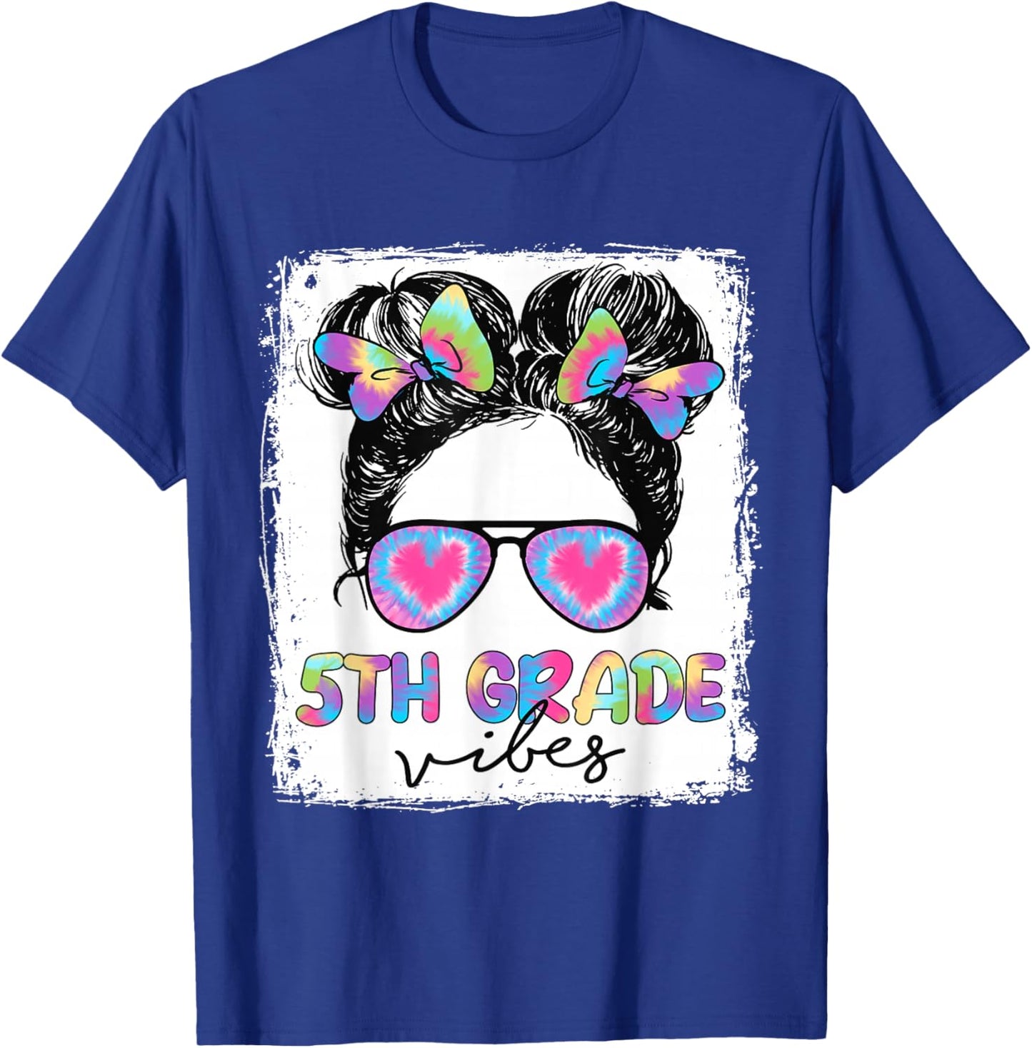 5th Grade Vibes Messy Hair Bun Girl Back To School First Day T-Shirt - T-Shirt | Royal
