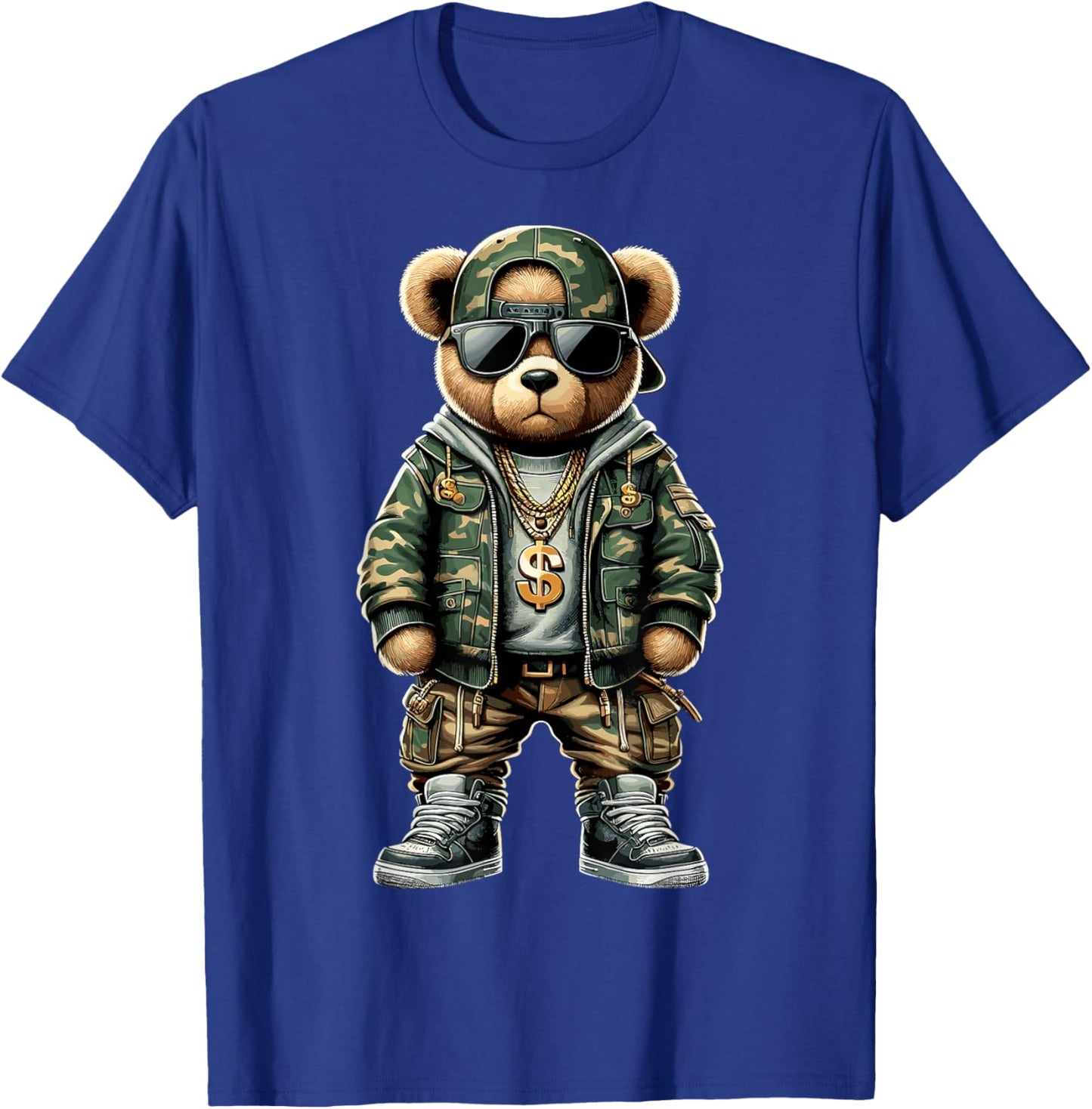 Hip Hop Teddy Bear Camouflage T-Shirt - T-Shirt | Royal