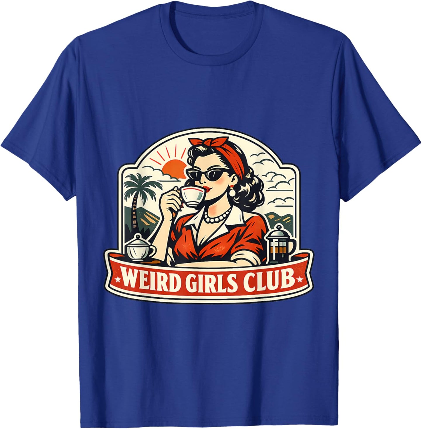 Weird Girls Club Funny Vintage Introvert Woman Quote Retro T-Shirt - T-Shirt | Royal