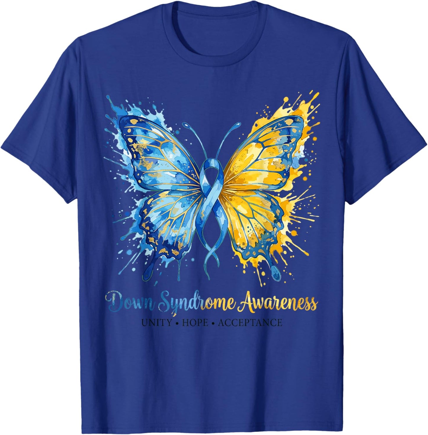 Down Syndrome Awareness Sunflower Ribbon Inclusion Support T-Shirt - T-Shirt | Royal
