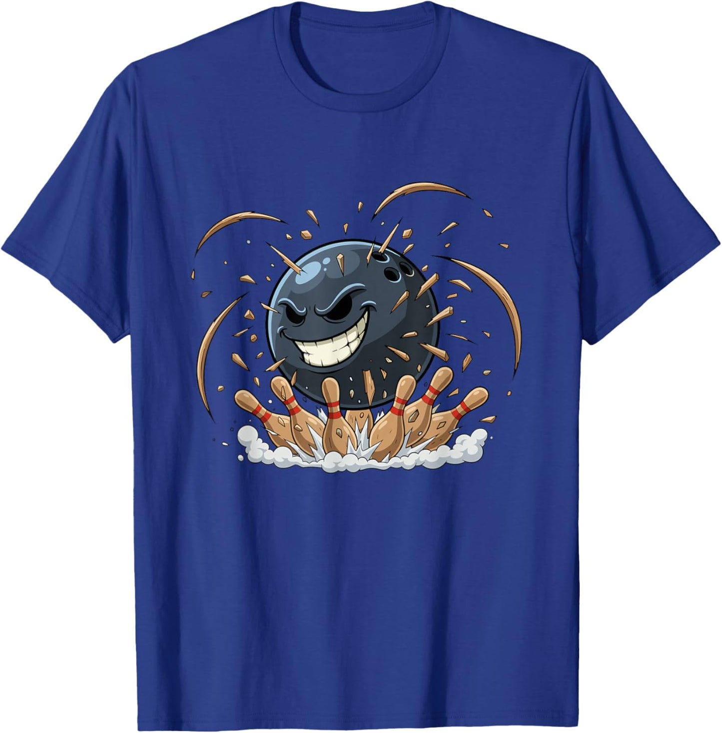 Angry Bowling Ball Smash Crazy Strike Power T-Shirt - T-Shirt | Royal