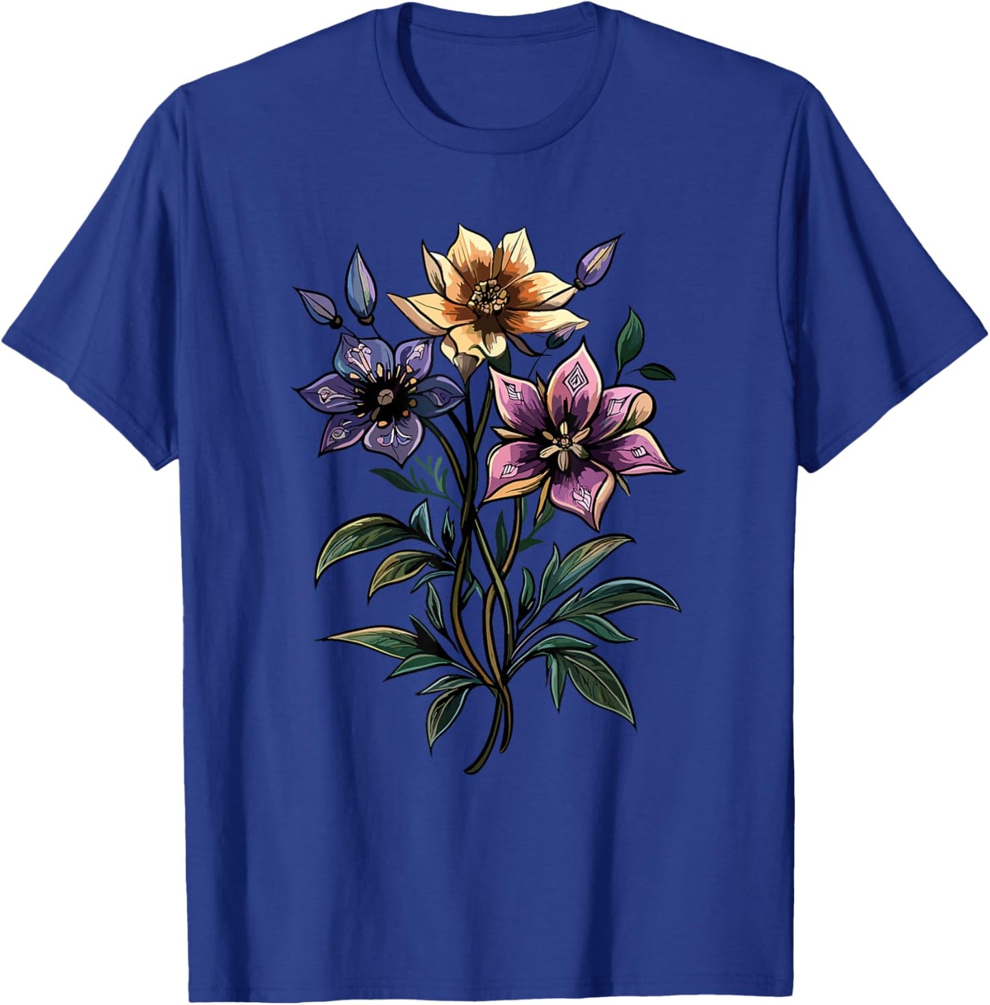 Wildflower Trio Botanical Bouquet Pastel Purple Pink T-Shirt - T-Shirt | Royal