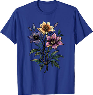Wildflower Trio Botanical Bouquet Pastel Purple Pink T-Shirt - T-Shirt | Royal