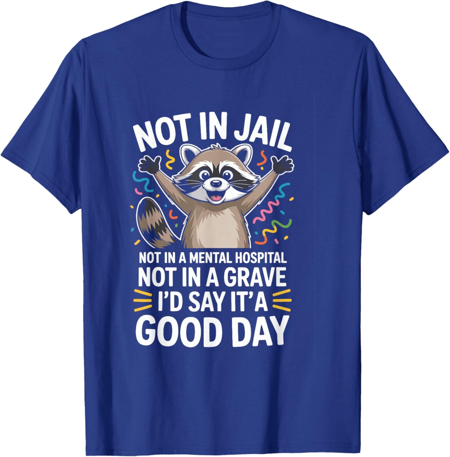Not in Jail Not in A Mental Hospital Not in A Grave Funny T-Shirt - T-Shirt | Royal