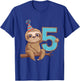 Kids 5th Birthday Sloth Kids T-Shirt - T-Shirt | Royal