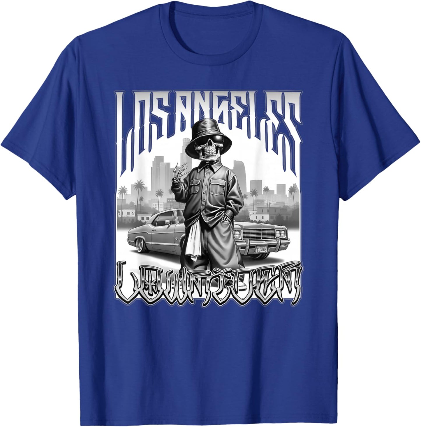 Los Angeles Low Rider Auto Motorcycle USA Cholo Chicano Low-Rider T-Shirt - T-Shirt | Royal