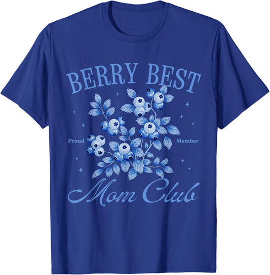 Berry Best Mom Club Mother's Day Cute Blueberry Vintage T-Shirt - T-Shirt | Royal