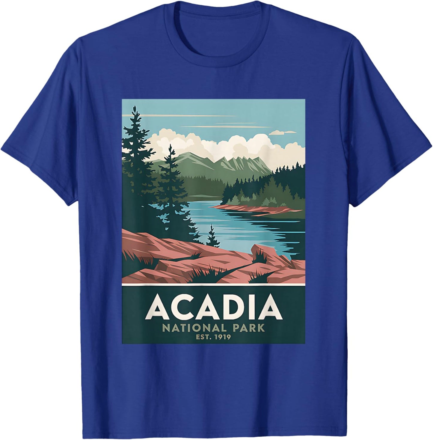Acadia National Park Vintage Camping Hiking Men Women Kids T-Shirt - T-Shirt | Royal