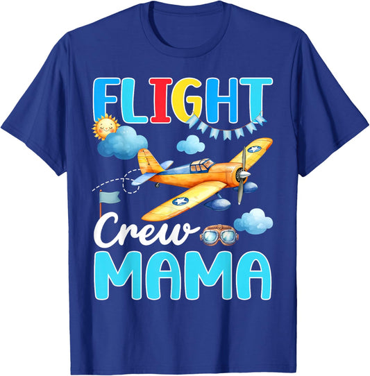 Flight Crew Mama Birthday Squad Airplane Matching Family T-Shirt - T-Shirt | Royal