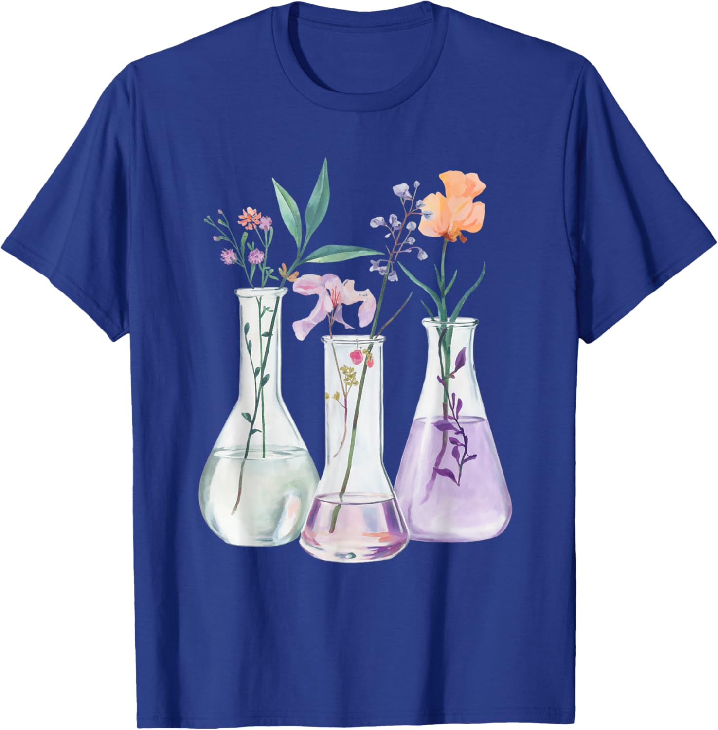 Flowers Test Tube Chemistry Student Science Teacher Women T-Shirt - T-Shirt | Royal
