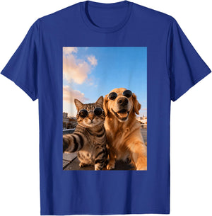 Cat and Dog Selfie Meme T-Shirt - T-Shirt | Royal