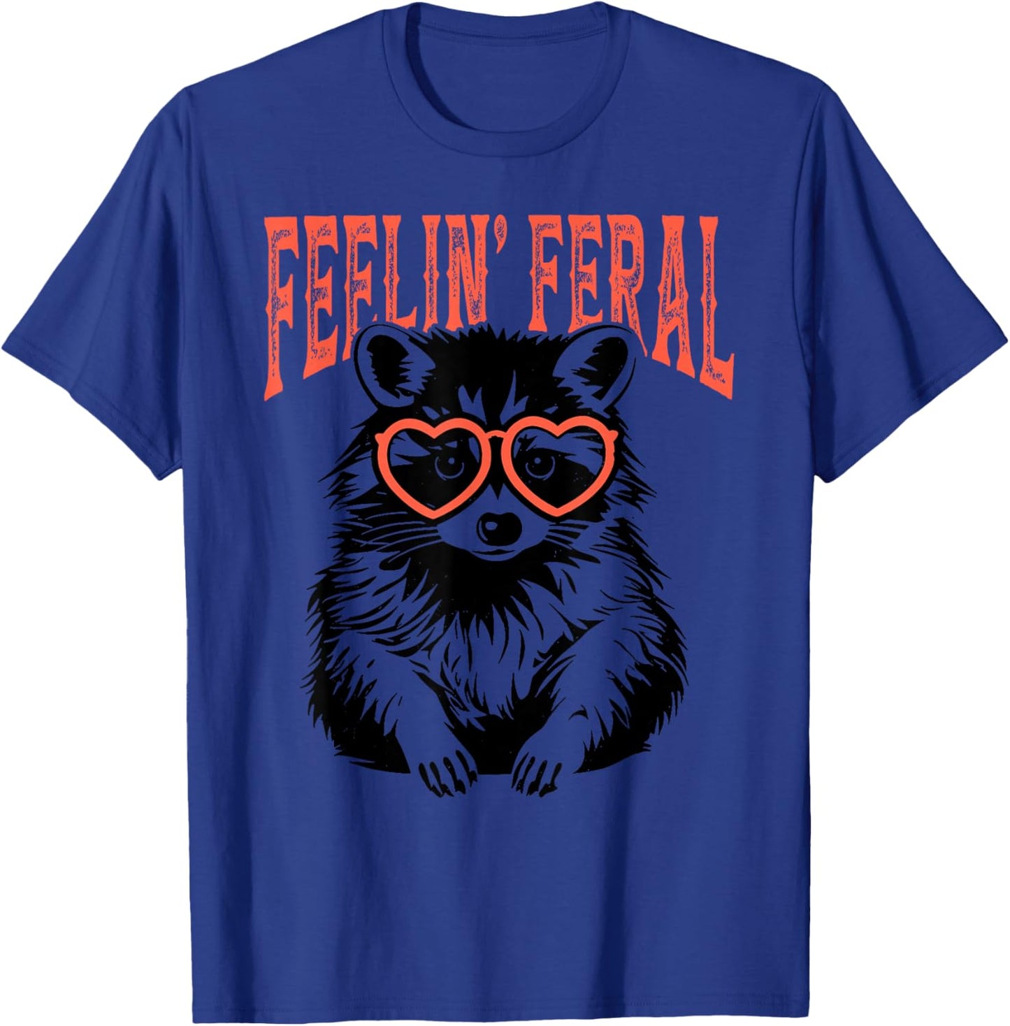 Funny Feelin Feral Cute Colorful Racoon With Coquette Racoon T-Shirt - T-Shirt | Royal