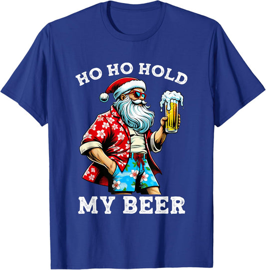 Funny Santa With Sunglasses And Beer Christmas in July T-Shirt - T-Shirt | Royal