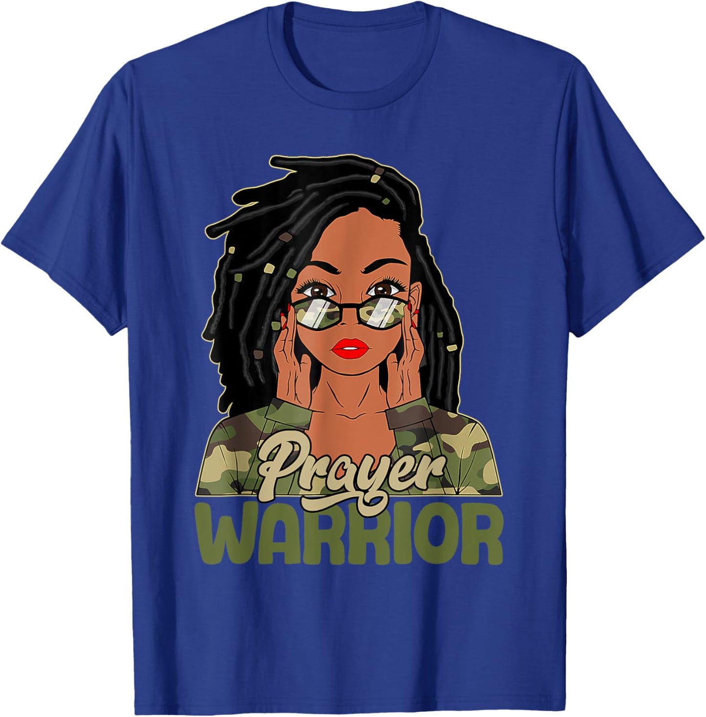 Praying Black Woman Afro Christian Sayings Prayer Warrior T-Shirt - T-Shirt | Royal