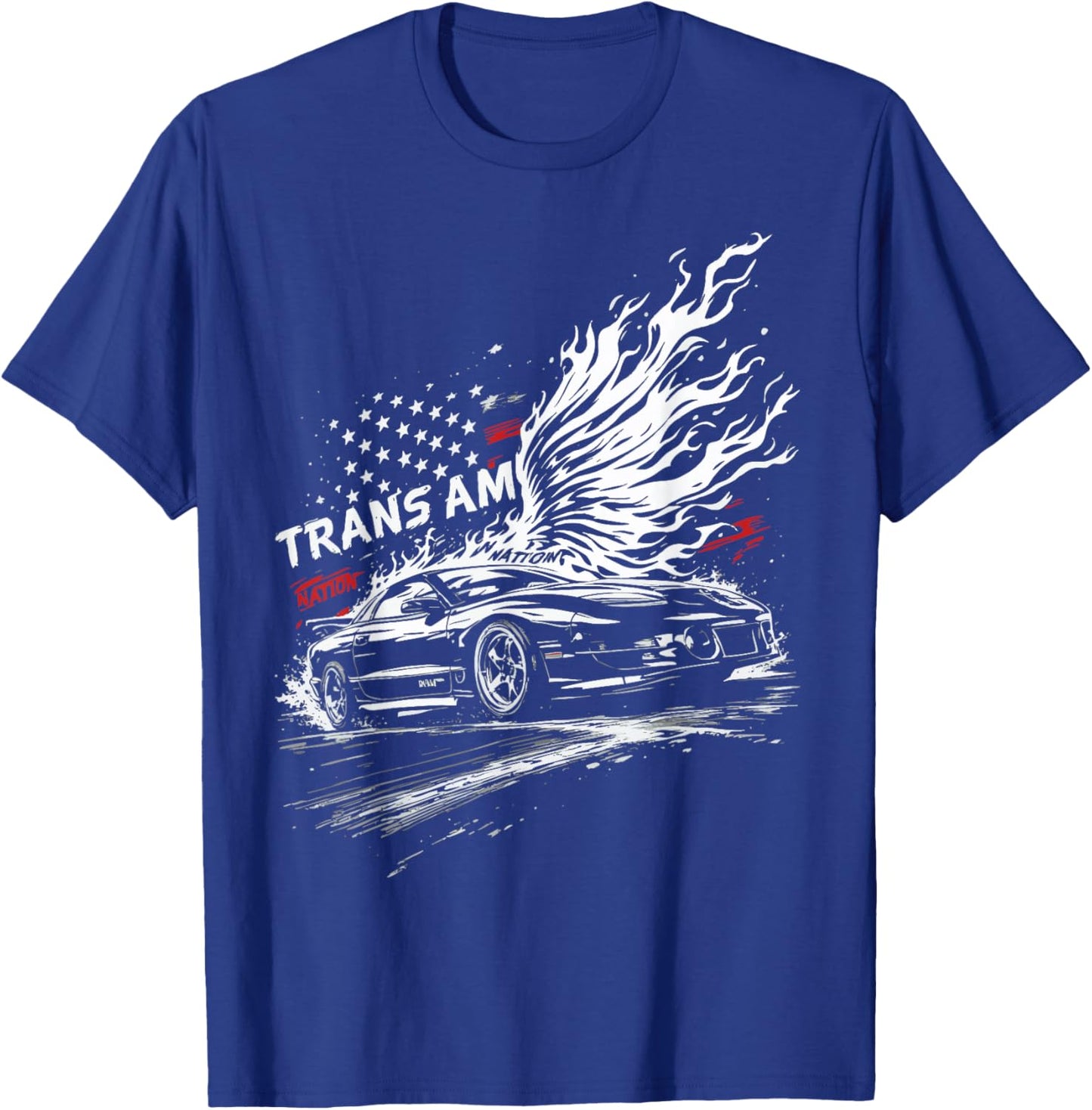 Trans Am Muscle Car 1990's Patriotic Flame USA Flag Trans AM T-Shirt - T-Shirt | Royal