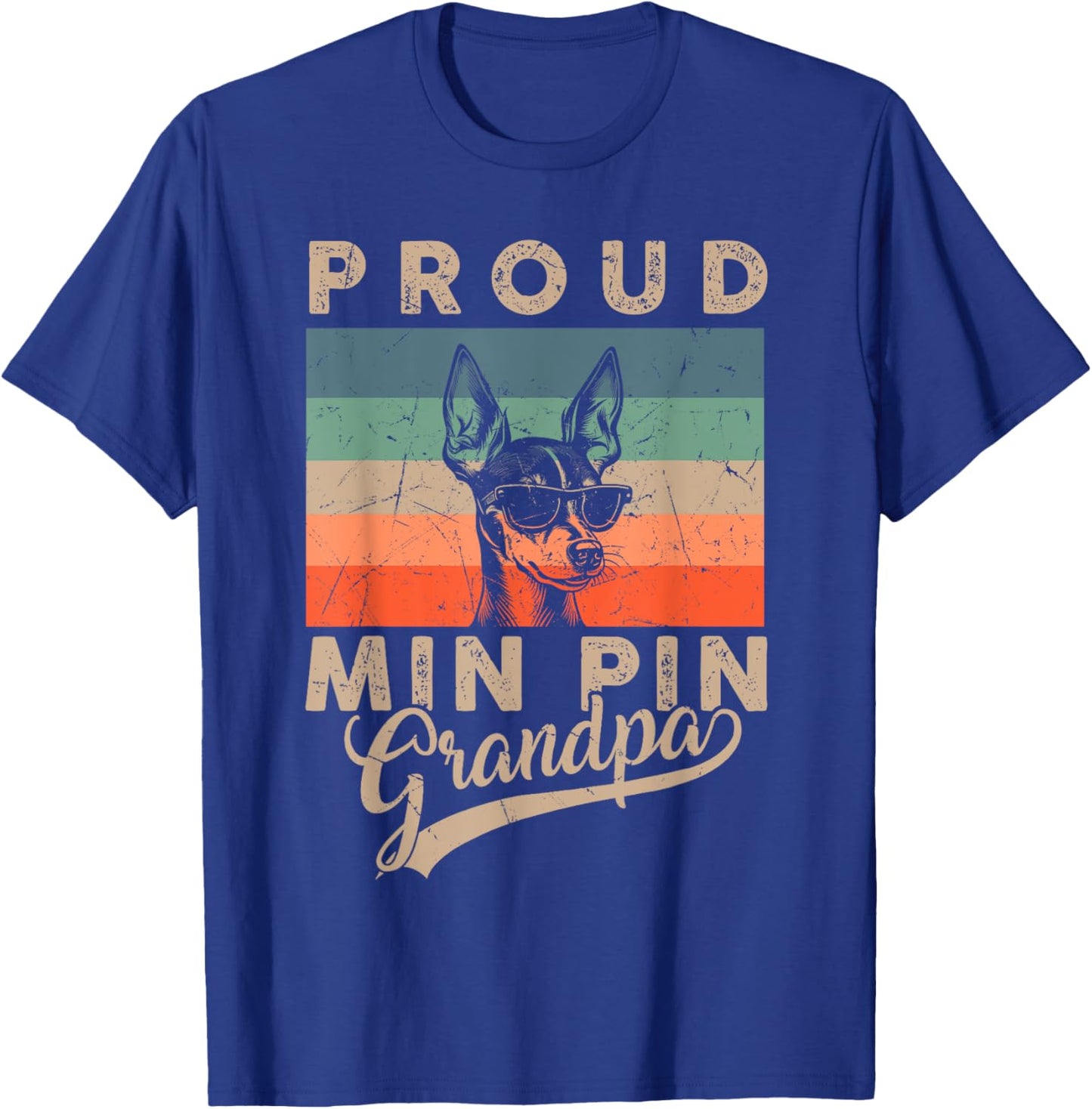 Vintage Proud Min Pin Dog Grandpa Dog Owners Father's Day Women Kids T-Shirt - T-Shirt | Royal