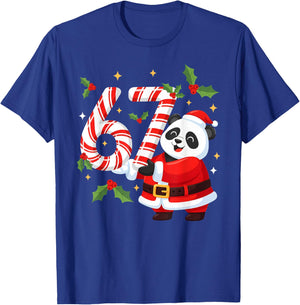 Funny 67 Meme Panda Christmas PJm Men Women Family Matching T-Shirt - T-Shirt | Royal