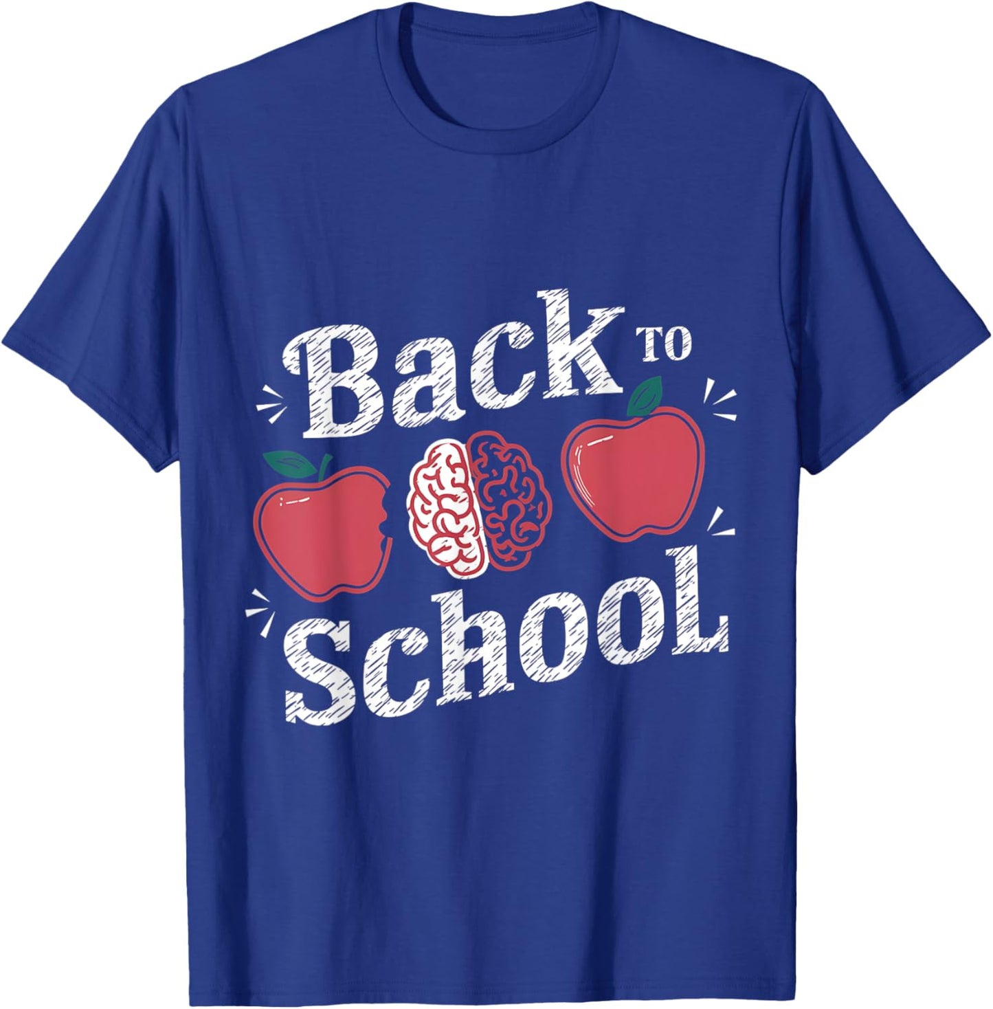 Back to School Apple & Brain Fun Design For Teachers Kids T-Shirt - T-Shirt | Royal