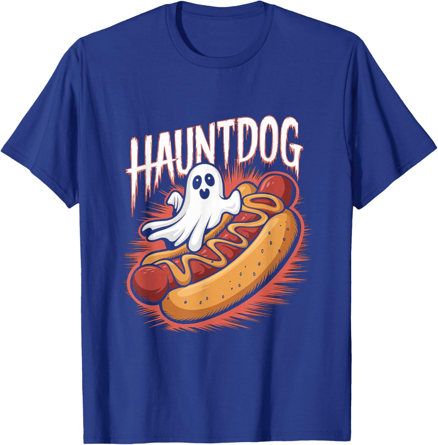 Hauntdog Funny Ghost Hot Dog Halloween Costume T-Shirt - T-Shirt | Royal