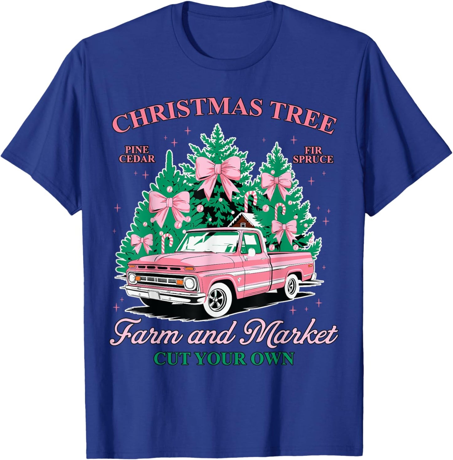Vintage Christmas Tree Farm and Market Cut Your Own Holiday T-Shirt - T-Shirt | Royal