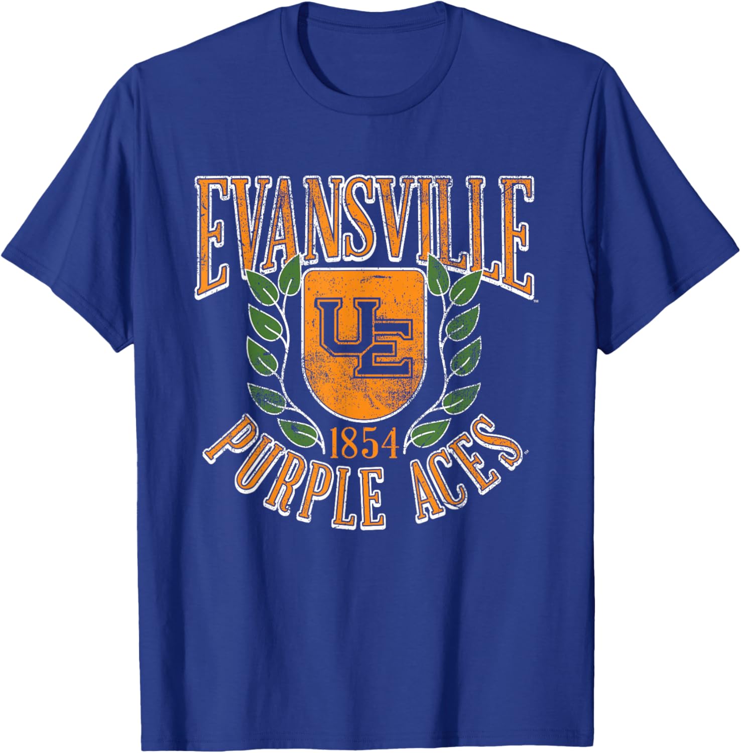 Evansville Purple Aces Retro Shield Officially Licensed T-Shirt - T-Shirt | Royal