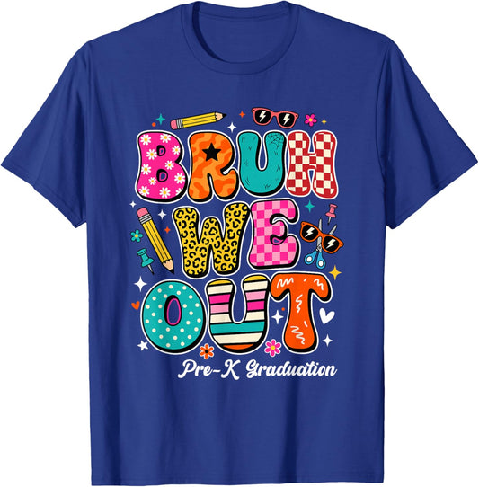 Bruh We Out Kids Pre-K Preschool Graduation 2026 T-Shirt - T-Shirt | Royal