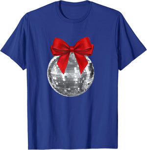 Disco Ball Red Bow Coquette Girly Aesthetic T-Shirt - T-Shirt | Royal