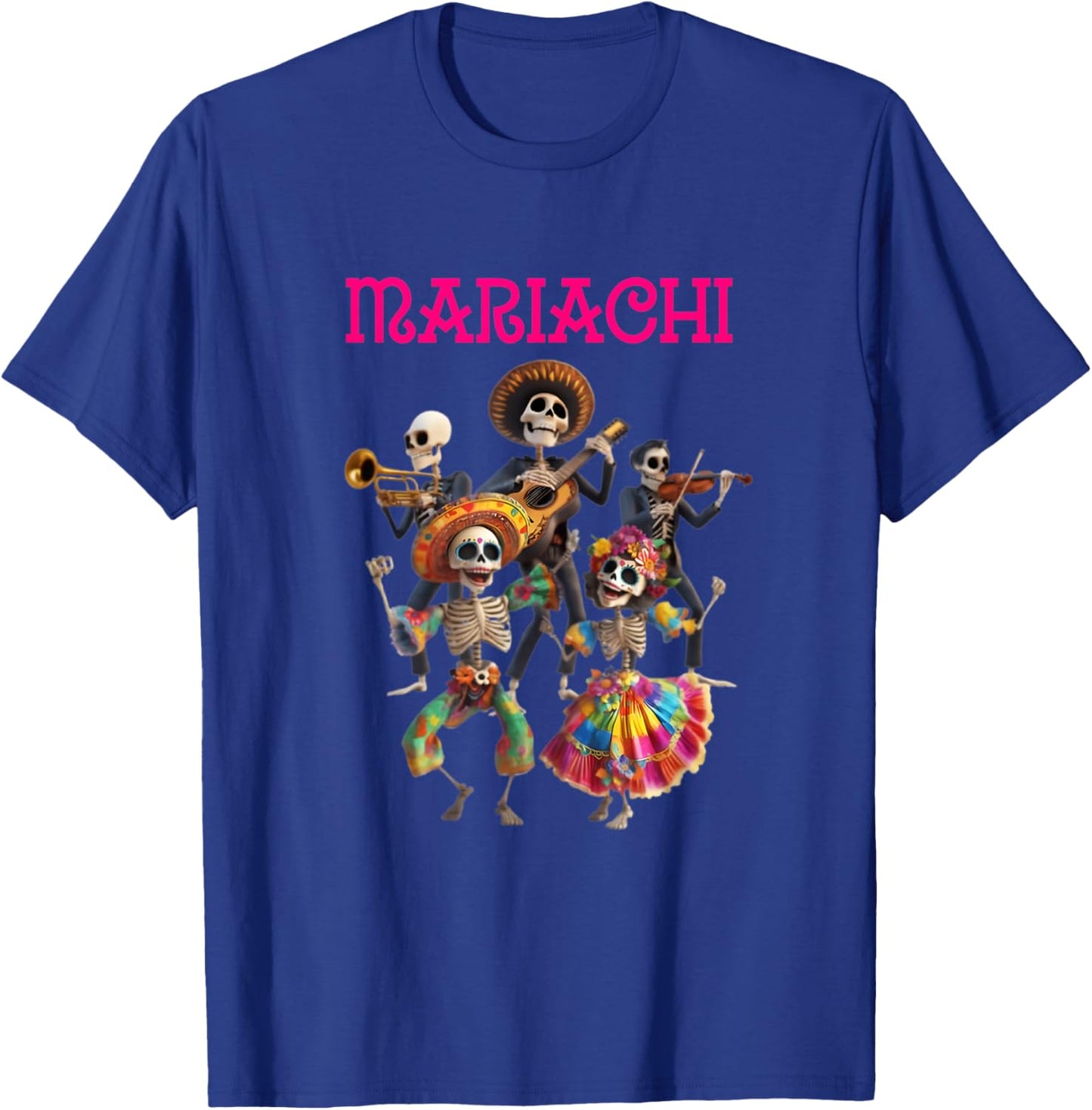 Graveyard Mariachi Funny Halloween Skeleton Band T-Shirt - T-Shirt | Royal