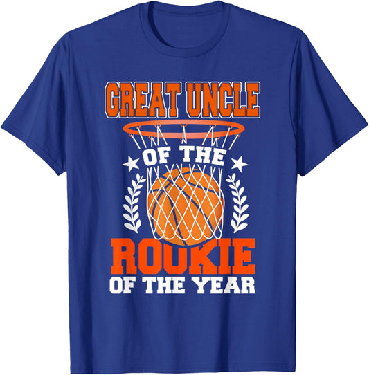 Great Uncle of Rookie 1st Basketball Bday Theme Matching T-Shirt - T-Shirt | Royal