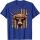 Highland Cow with Sunglasses and American Flag Vintage T-Shirt - T-Shirt | Royal